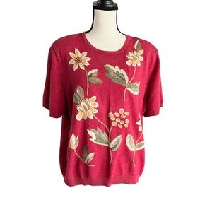 Alfred Dunner Embroidered Floral Sweater. Size XL